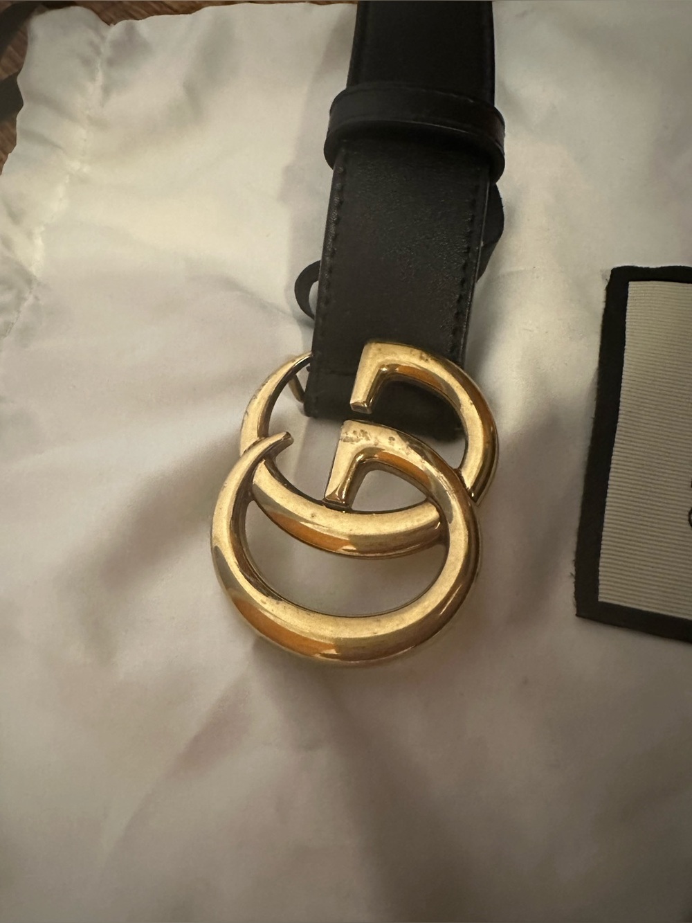 Gucci Marmont Black Leather Belt with Gold Interlocking GG Buckle - Picture 15 of 16